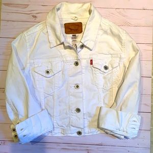 Levi’s Cropped White Denim Jacket